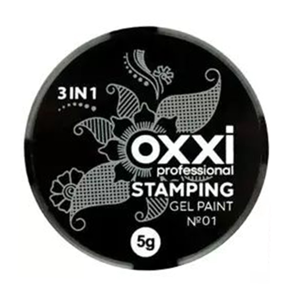 Гель-фарба для стемпінгу Oxxi Professional Stamping Gel Paint 1 Чорна, 5 г